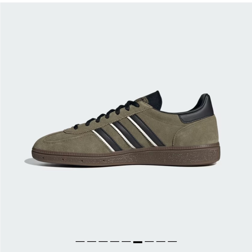 Adidas Handball Spezial in Focus Olive / Core Black / Crystal White, Size 4.5